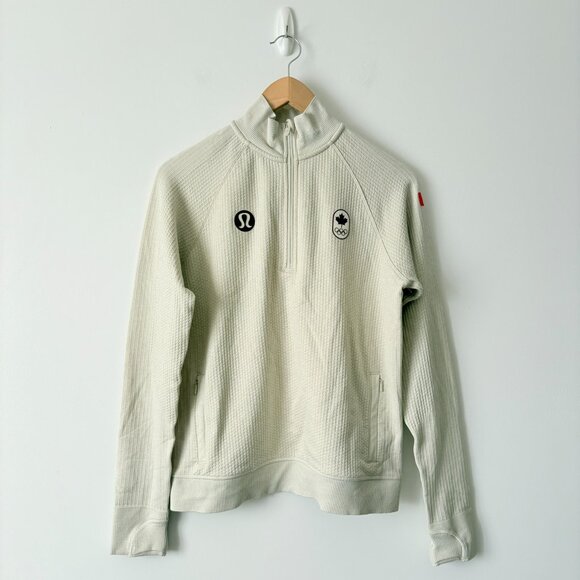 Lululemon Team Canada Olympic Edition Engineered Warmth Half Zip Natural Ivory 8 - Picture 4 of 6